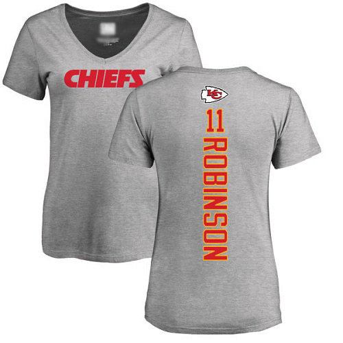 Women Football Kansas City Chiefs #11 Robinson Demarcus Ash Backer V-Neck T-Shirt